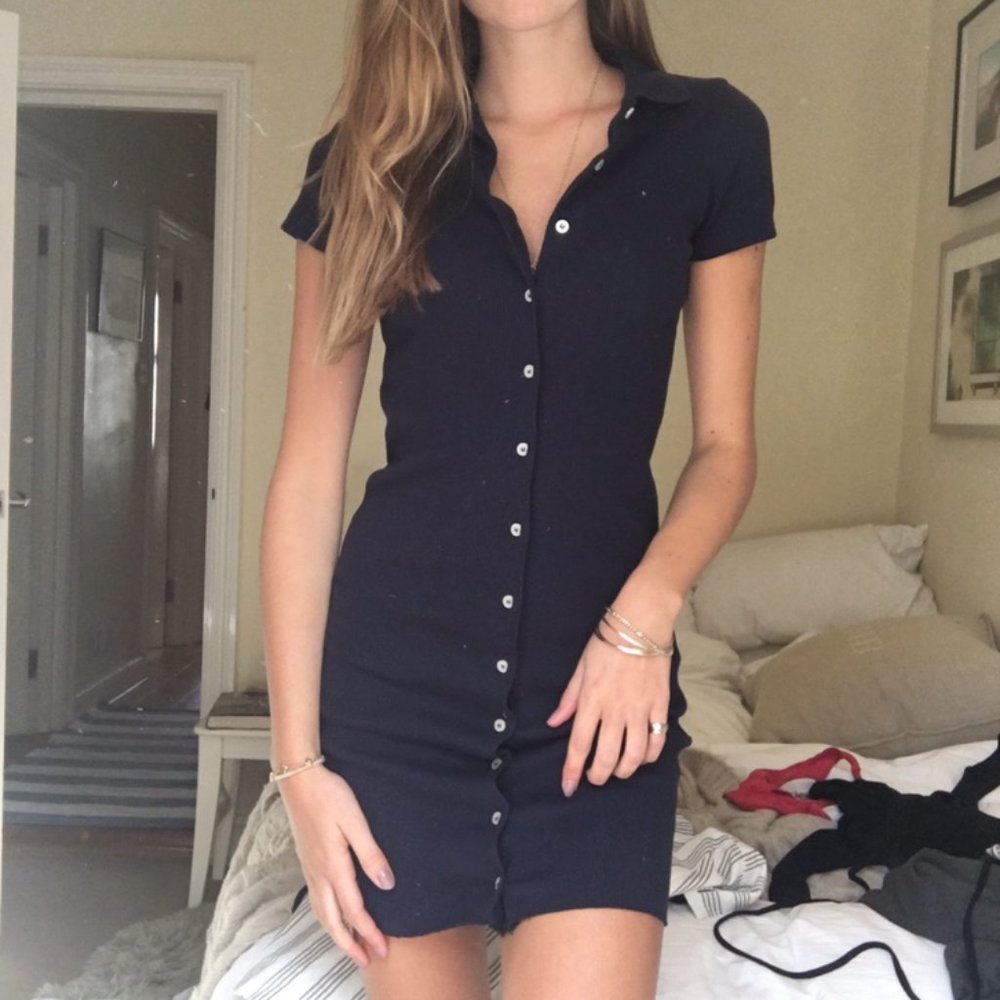 BRANDY MELVILLE Caroline navy blue shirt dress